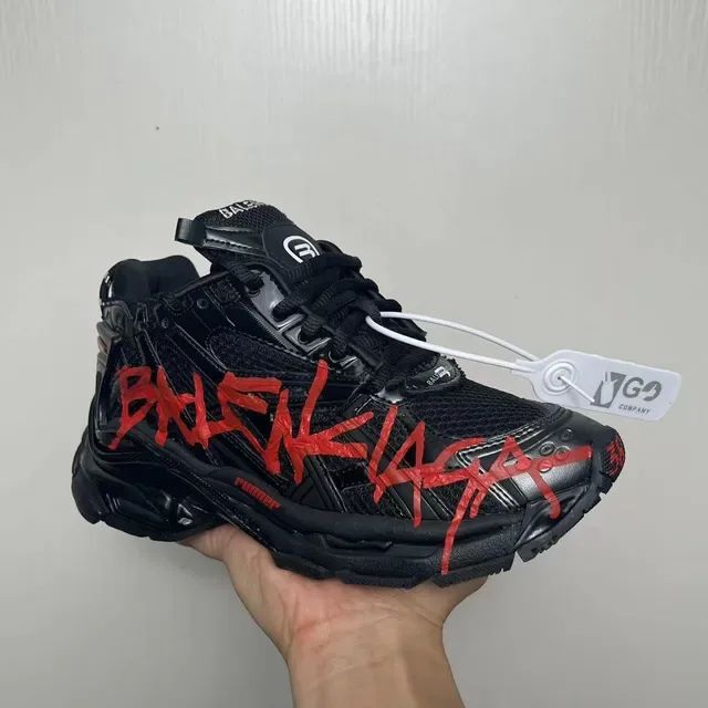 Balenciaga Black Red Sole Deconstructed Mesh Upper Chunky Sneakers 2
