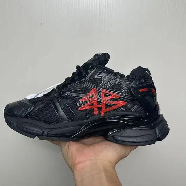 Balenciaga Black Red Sole Deconstructed Mesh Upper Chunky Sneakers 3