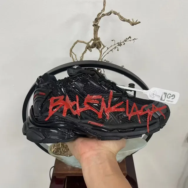 Balenciaga Black Red Sole Deconstructed Mesh Upper Chunky Sneakers 7