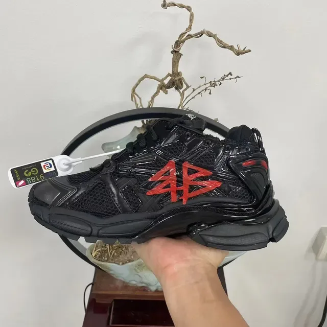 Balenciaga Black Red Sole Deconstructed Mesh Upper Chunky Sneakers 8