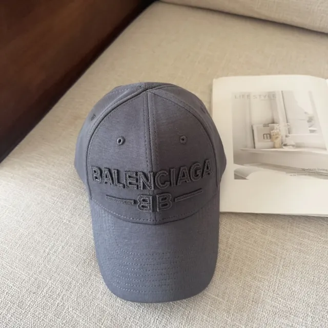 Balenciaga Boné de basebol cinza estruturado de seis painéis logo bordado tonal 3