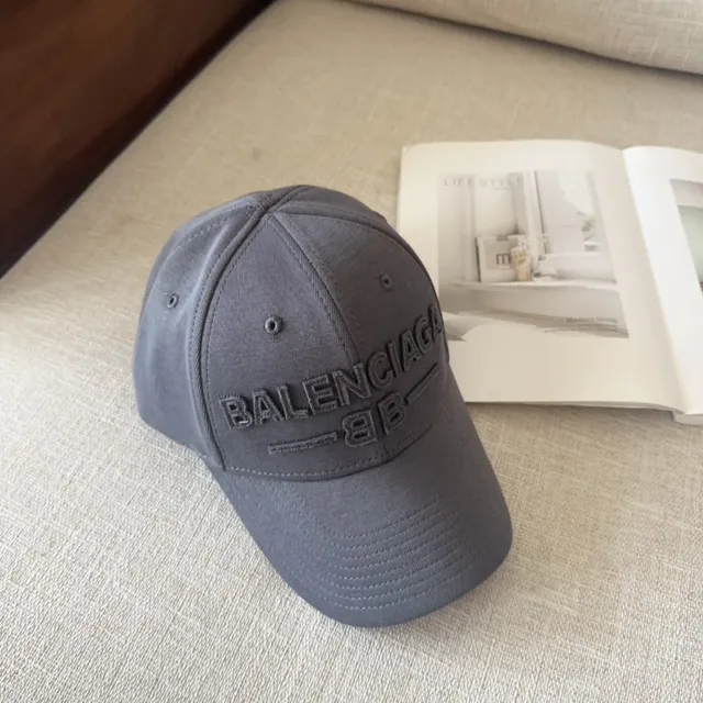Balenciaga Boné de basebol cinza estruturado de seis painéis logo bordado tonal 5