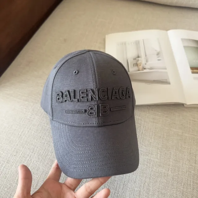 Balenciaga Boné de basebol cinza estruturado de seis painéis logo bordado tonal 6