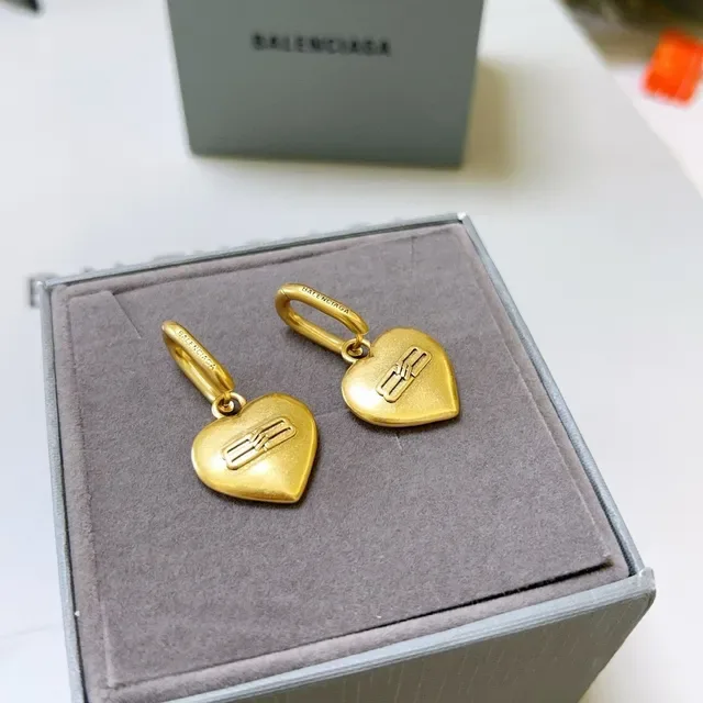 Balenciaga Boucles d'oreilles Logo Cœur Doré 2