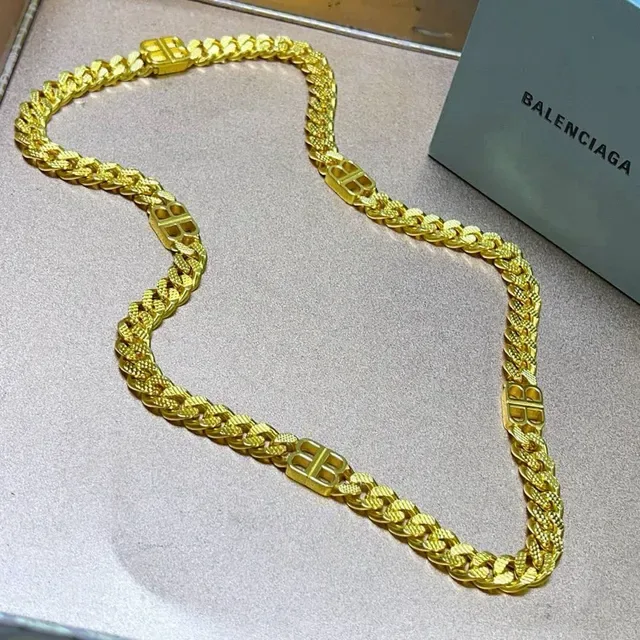 Collier Chaîne Logo Balenciaga Or-Ton 3