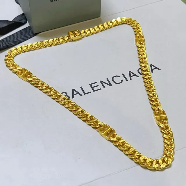 Collier Chaîne Logo Balenciaga Or-Ton 4