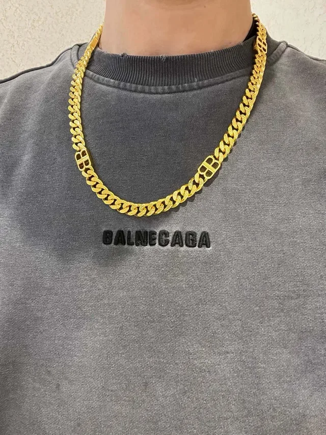 Collier Chaîne Logo Balenciaga Or-Ton 5