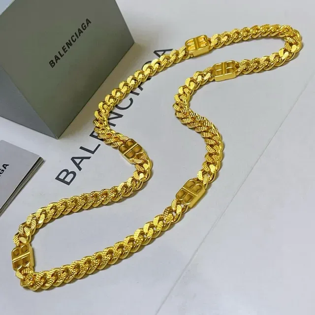 Collier Chaîne Logo Balenciaga Or-Ton 6