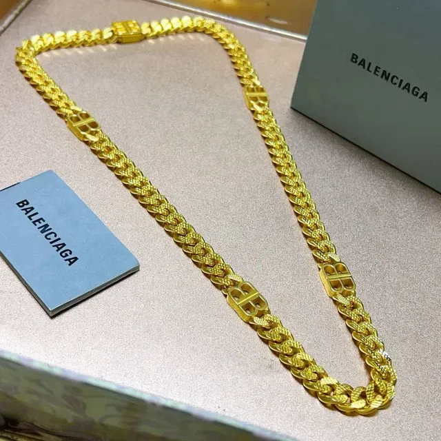 Collier Chaîne Logo Balenciaga Or-Ton 7