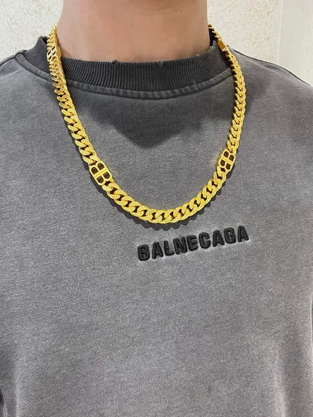 Collier Chaîne Logo Balenciaga Or-Ton 8