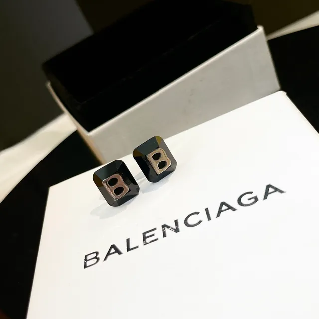 Balenciaga Logo Cutout Cubic Stud Earrings 5