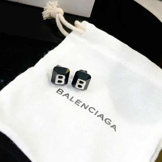 Balenciaga Logo Cutout Cubic Stud Earrings 6