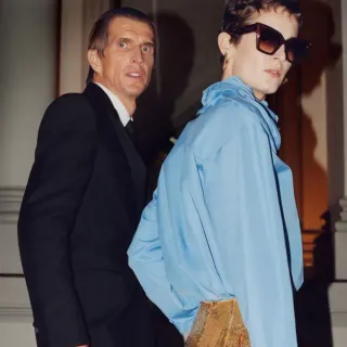 Balenciaga Oversized Hooded Blue Gold Shirt