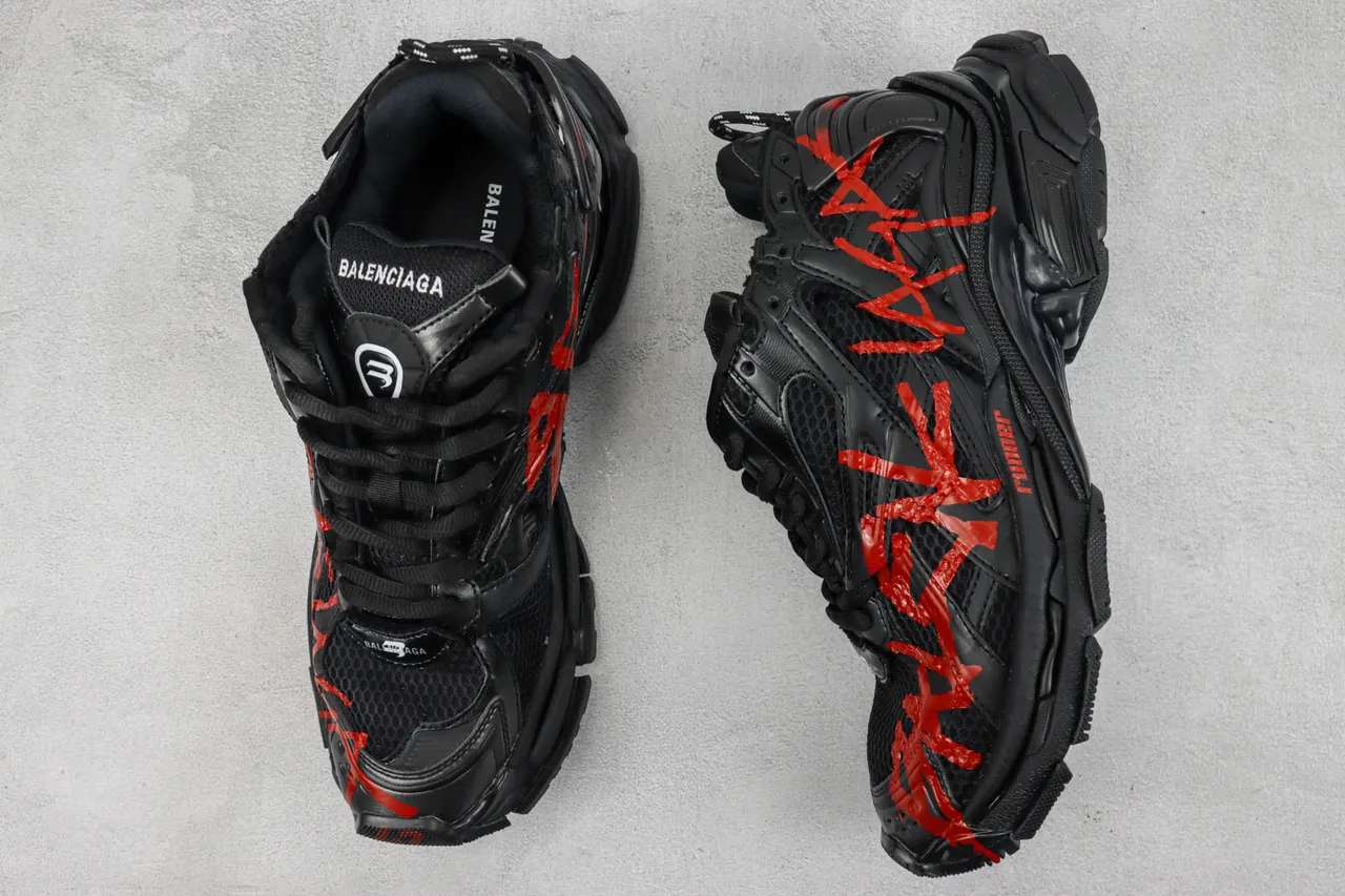 Balenciaga Runner Graffiti Black Red Chunky Sneakers 3