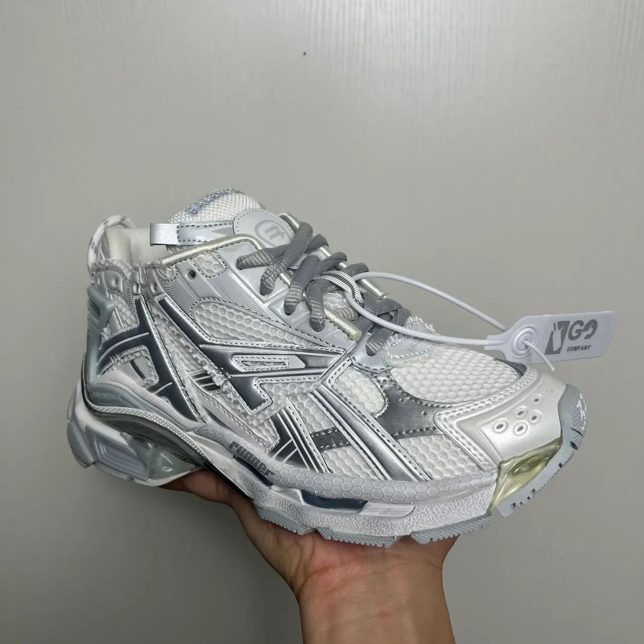 Balenciaga Runner White Silver Metallic Chunky Sneakers 2