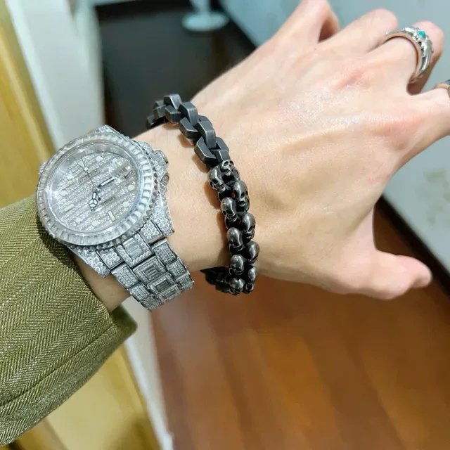 Balenciaga Bracelet Chaîne Crâne Gris Gunmetal Métal 2