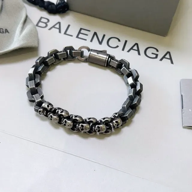 Balenciaga Bracelet Chaîne Crâne Gris Gunmetal Métal 3