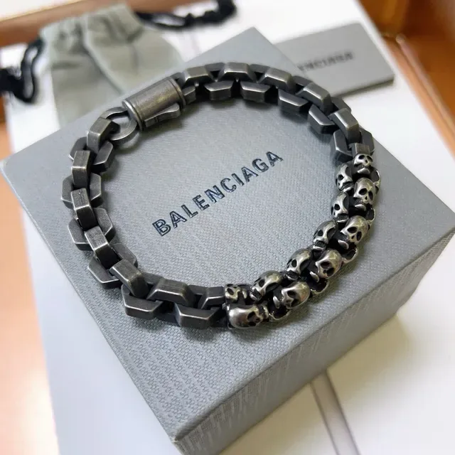 Balenciaga Bracelet Chaîne Crâne Gris Gunmetal Métal 4