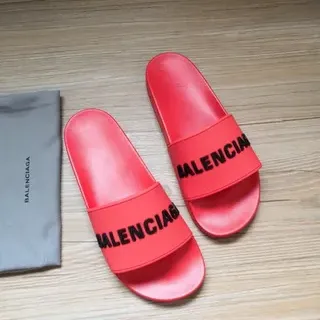 Balenciaga Slide أحمر أسود Logo نعال