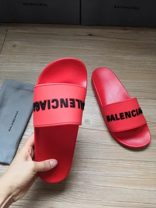 Balenciaga Slide vermelho preto Logo chinelo 3