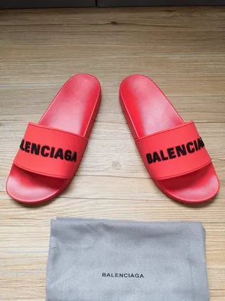 Balenciaga Slide vermelho preto Logo chinelo 4