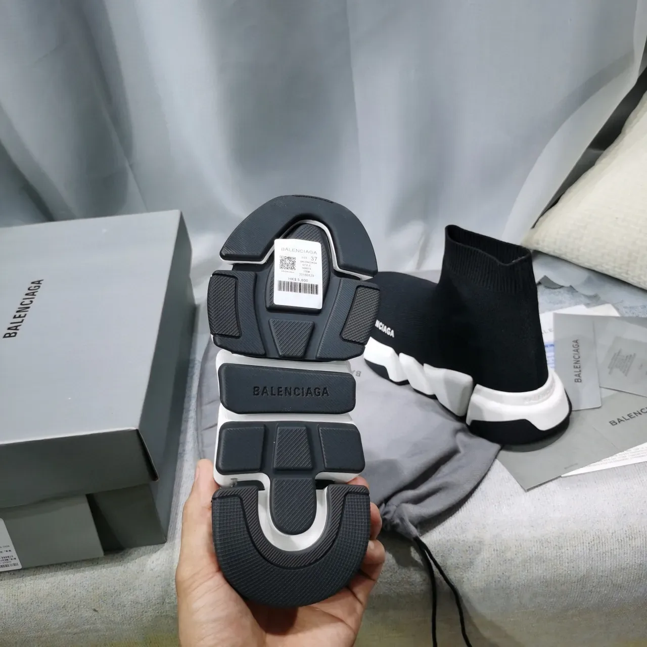 Balenciaga Speed Trainer Black and White Laceless Knit Lifestyle Sneakers 2