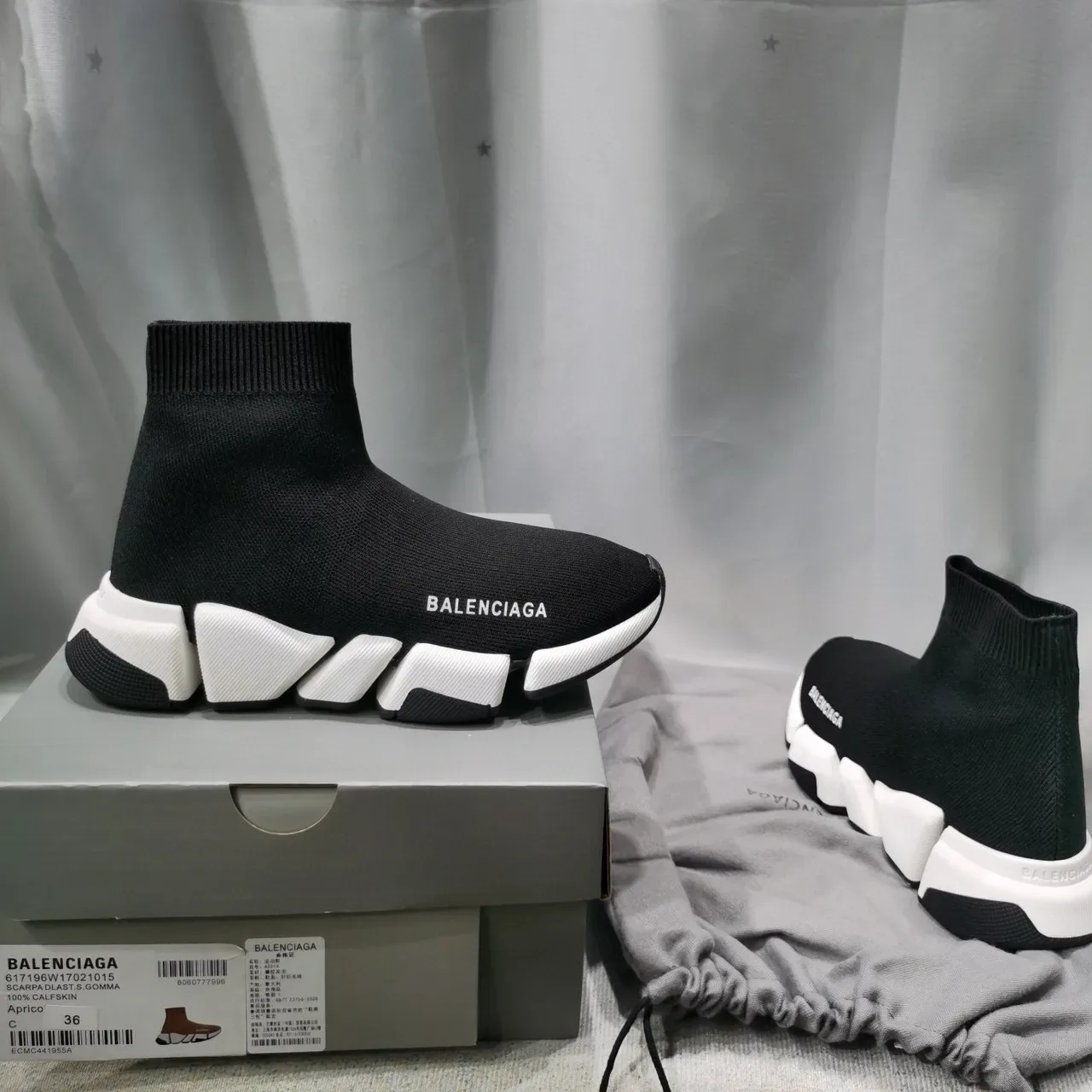 Balenciaga Speed Trainer Black and White Laceless Knit Lifestyle Sneakers 3