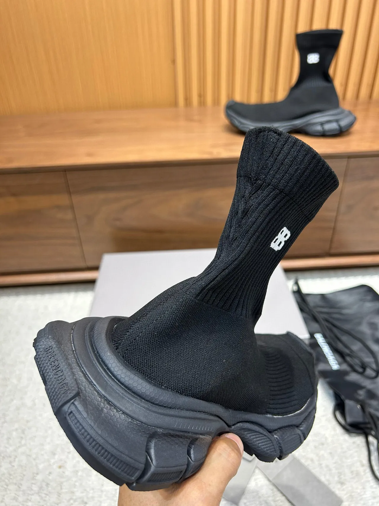 Balenciaga Speed Trainer Tênis Lifestyle Pretos com Ajuste de Meia 3