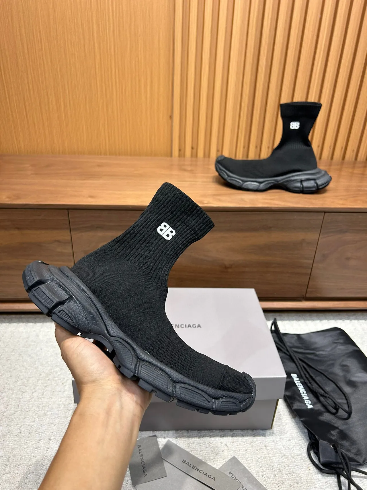 Balenciaga Speed Trainer Tênis Lifestyle Pretos com Ajuste de Meia 5