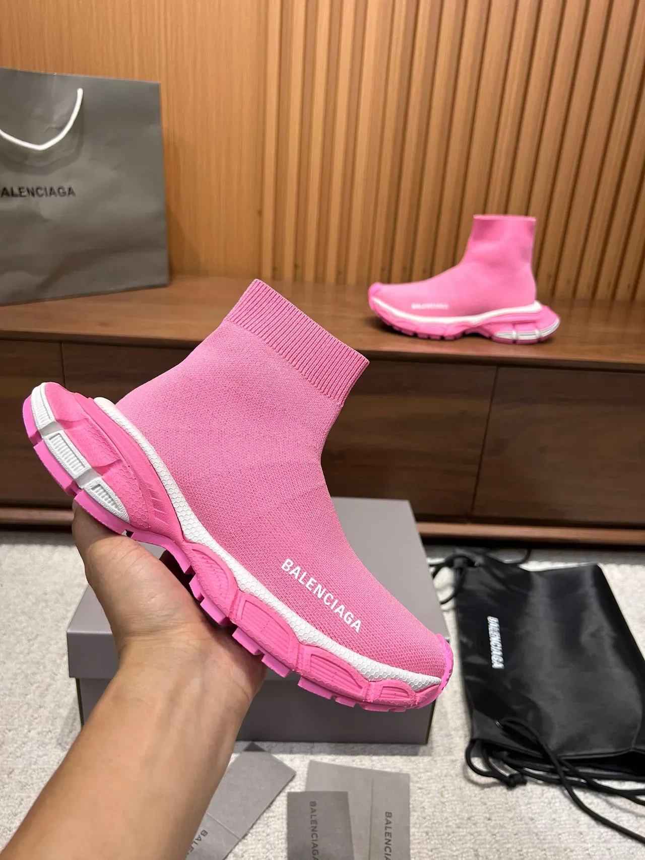 Balenciaga Speed Trainer Tênis Lifestyle Ajuste Sock Rosa 3