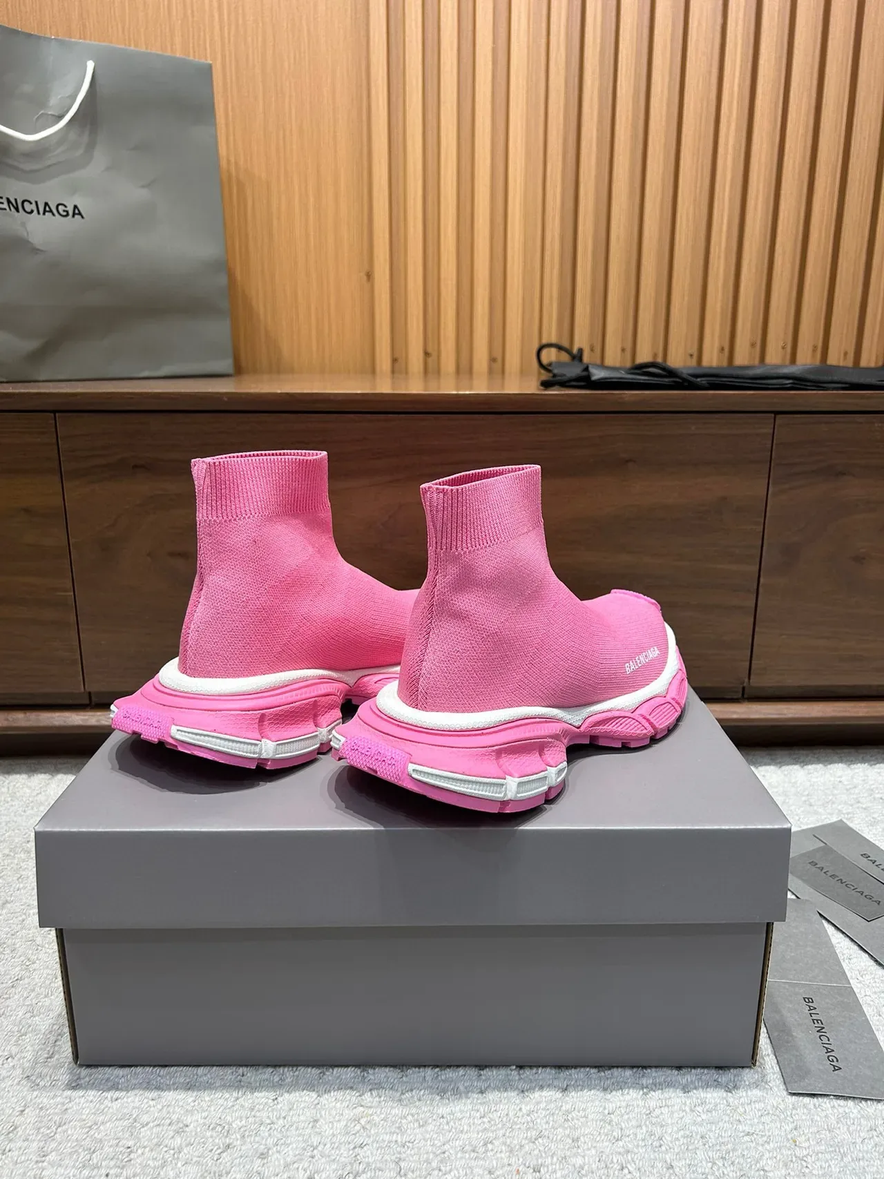 Balenciaga Speed Trainer Tênis Lifestyle Ajuste Sock Rosa 4