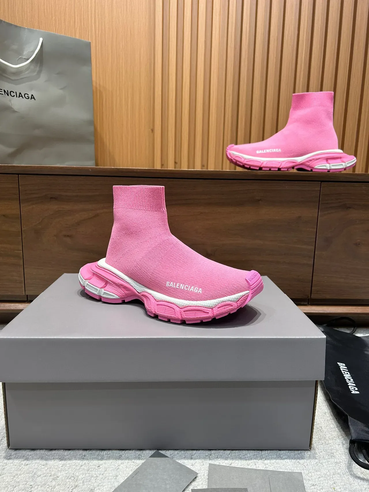Balenciaga Speed Trainer Tênis Lifestyle Ajuste Sock Rosa 5
