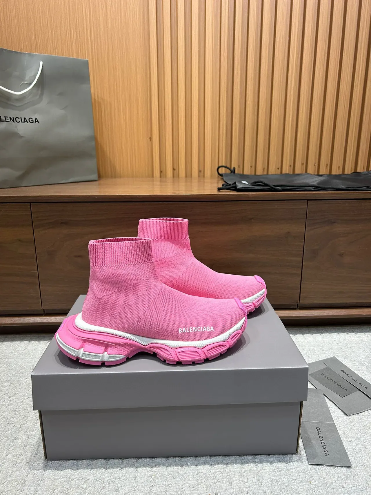 Balenciaga Speed Trainer Tênis Lifestyle Ajuste Sock Rosa 8