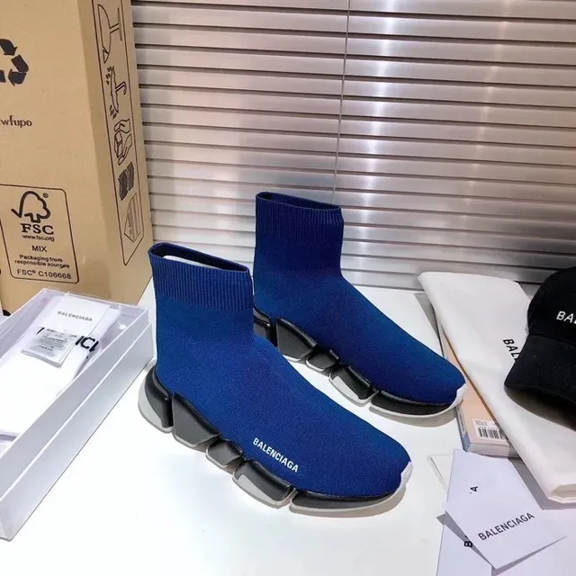 Balenciaga Speed Trainer Royal Blue Black White sneakers lifestyle 3