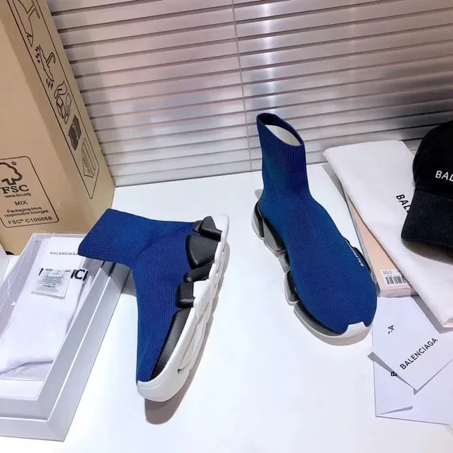 Balenciaga Speed Trainer Royal Blue Black White sneakers lifestyle 4