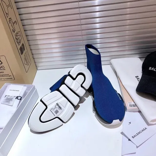 Balenciaga Speed Trainer Royal Blue Black White sneakers lifestyle 6