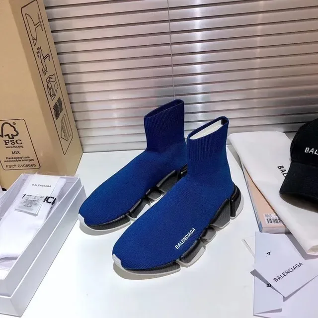 Balenciaga Speed Trainer Royal Blue Black White sneakers lifestyle 7