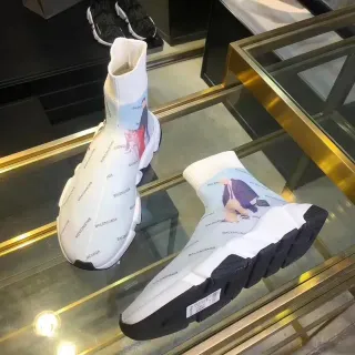 Balenciaga Speed Trainer সাদা কালো লোগো প্রিন্ট লাইফস্টাইল স্নিকার