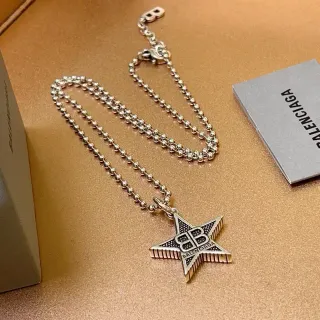 Balenciaga Star Pendant Necklace Silver Black Ball-Chain Necklace