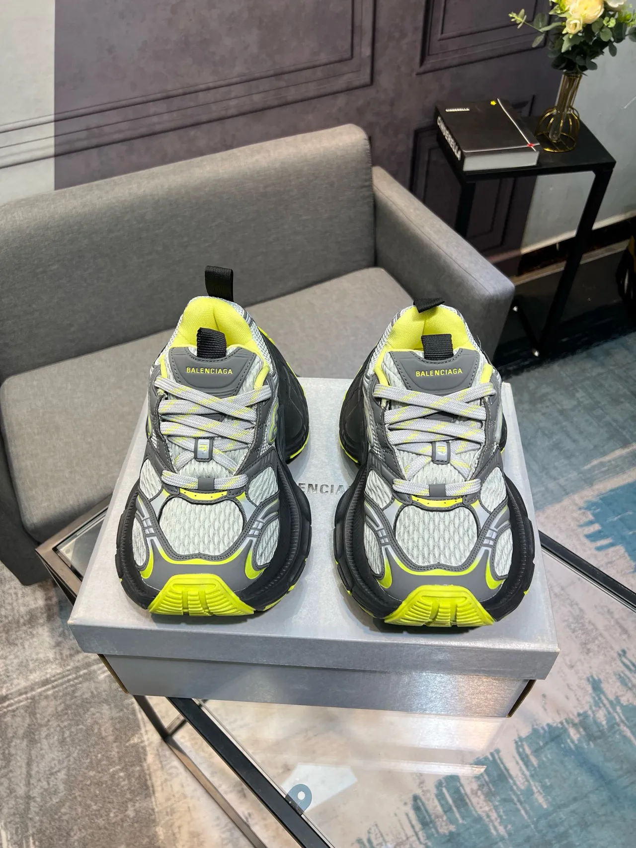 Balenciaga Track Trainer Gris et Jaune Néon Sneakers Chunky 5