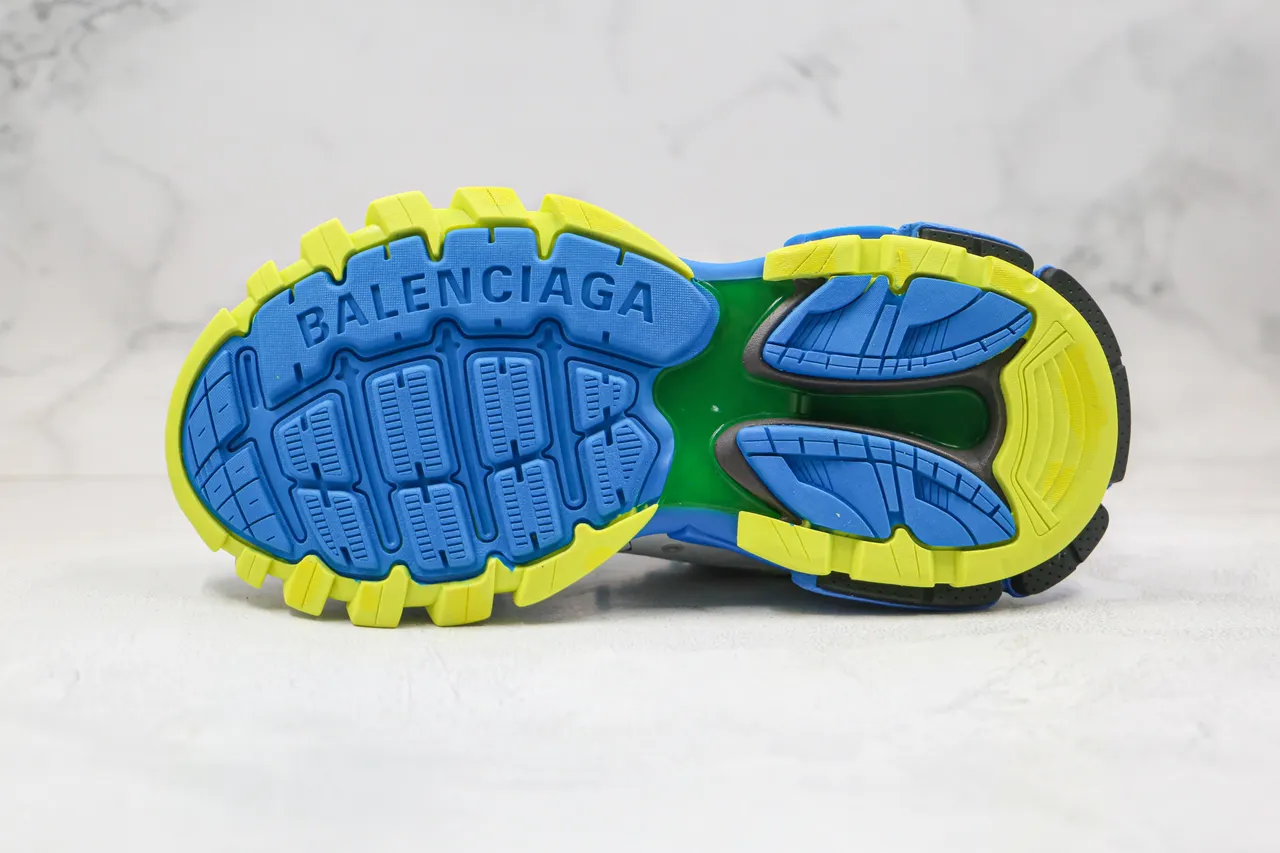 Balenciaga Track Trainer Gris Azul Amarillo Neón Zapatillas Gruesas 2