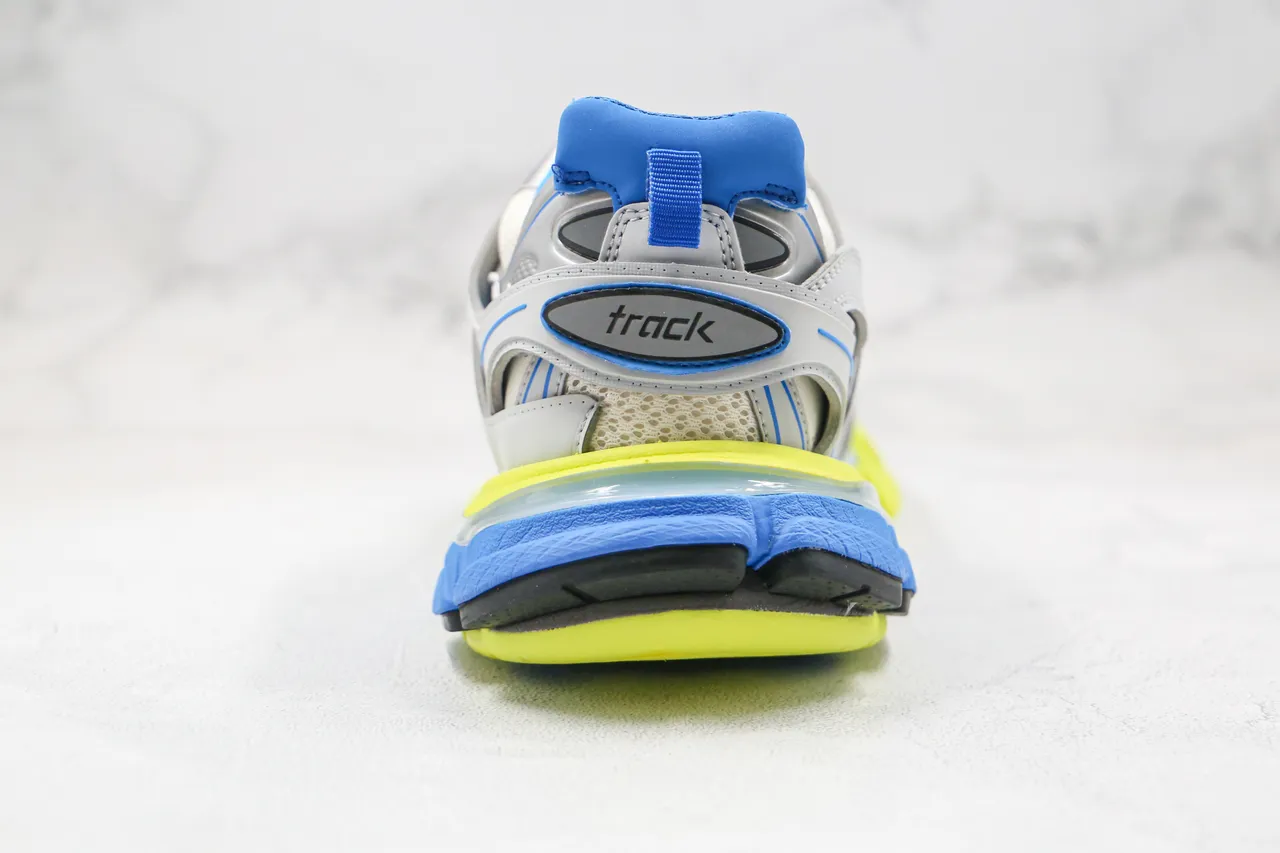 Balenciaga Track Trainer Gris Azul Amarillo Neón Zapatillas Gruesas 3