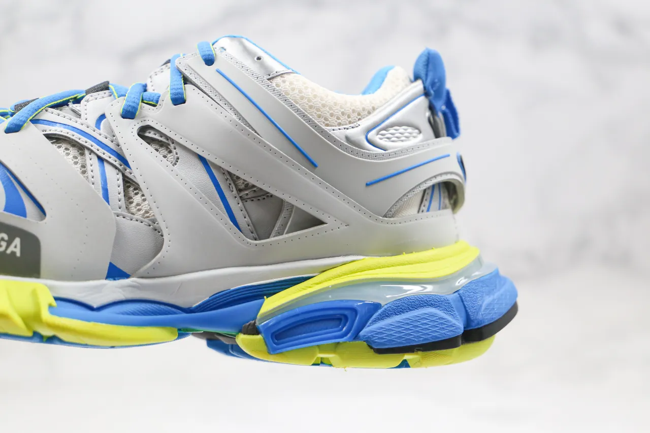 Balenciaga Track Trainer Gris Azul Amarillo Neón Zapatillas Gruesas 6