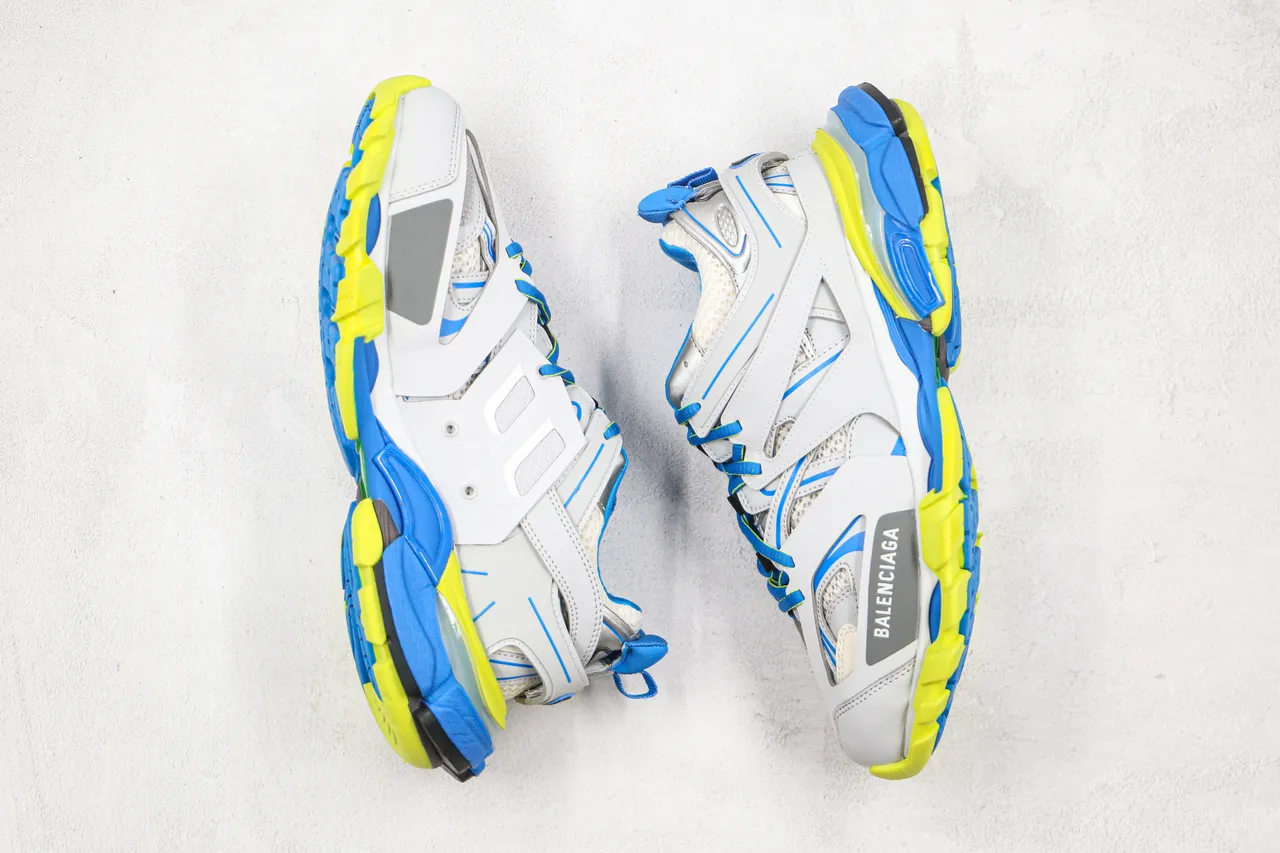 Balenciaga Track Trainer Gris Azul Amarillo Neón Zapatillas Gruesas 7