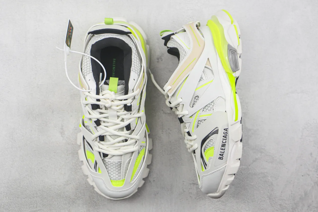 Balenciaga Track Trainer Sneakers Chunky Blanc Beige Vert Néon 3