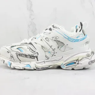 Balenciaga Track Trainer zapatillas chunky blancas y azules sketch