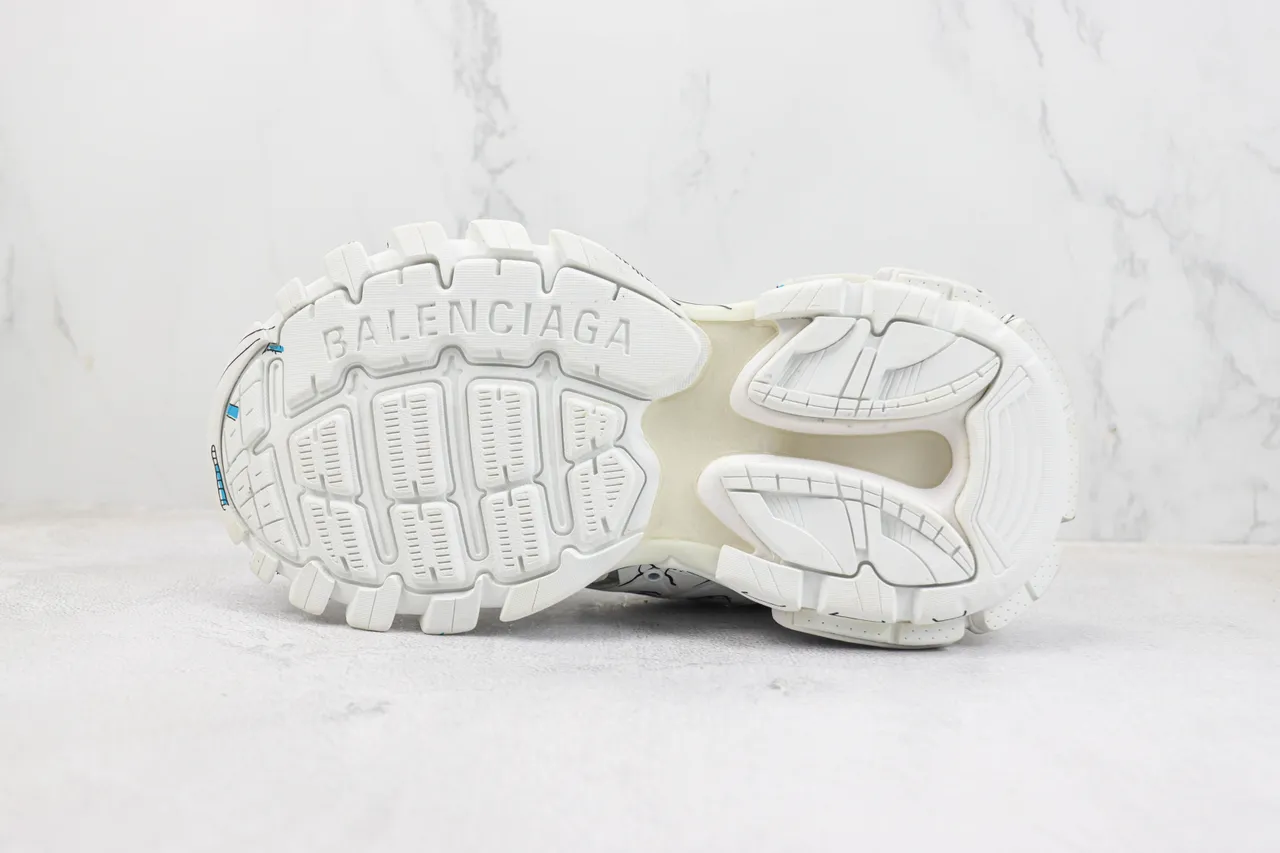 Balenciaga Track Trainer White Blue Sketch Chunky Sneakers 8
