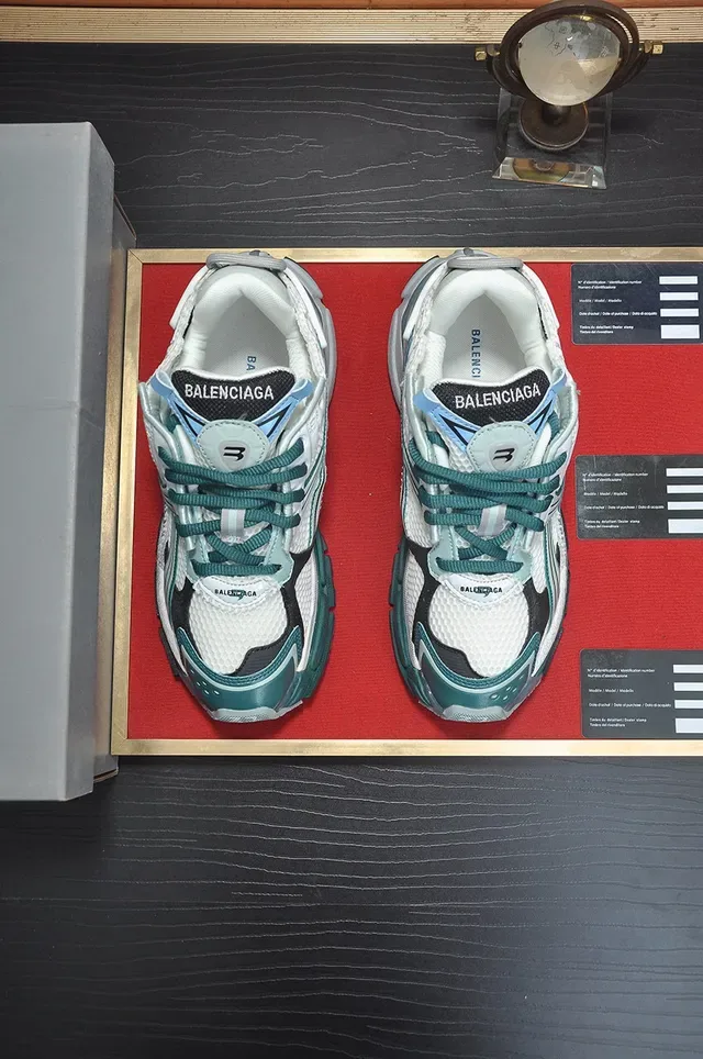 Balenciaga Track Trainer White Teal Blue Chunky Sneakers 3