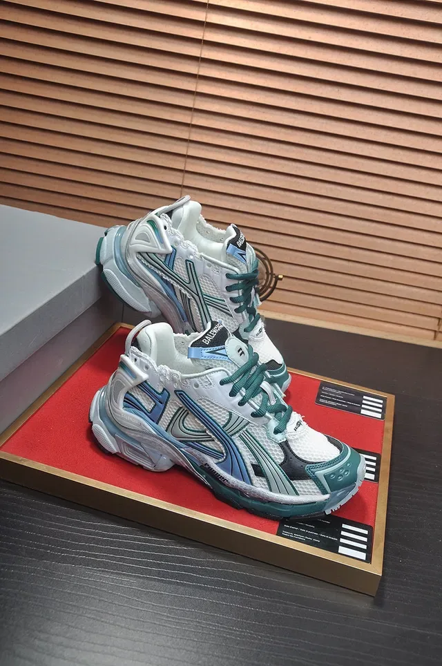 Balenciaga Track Trainer White Teal Blue Chunky Sneakers 6