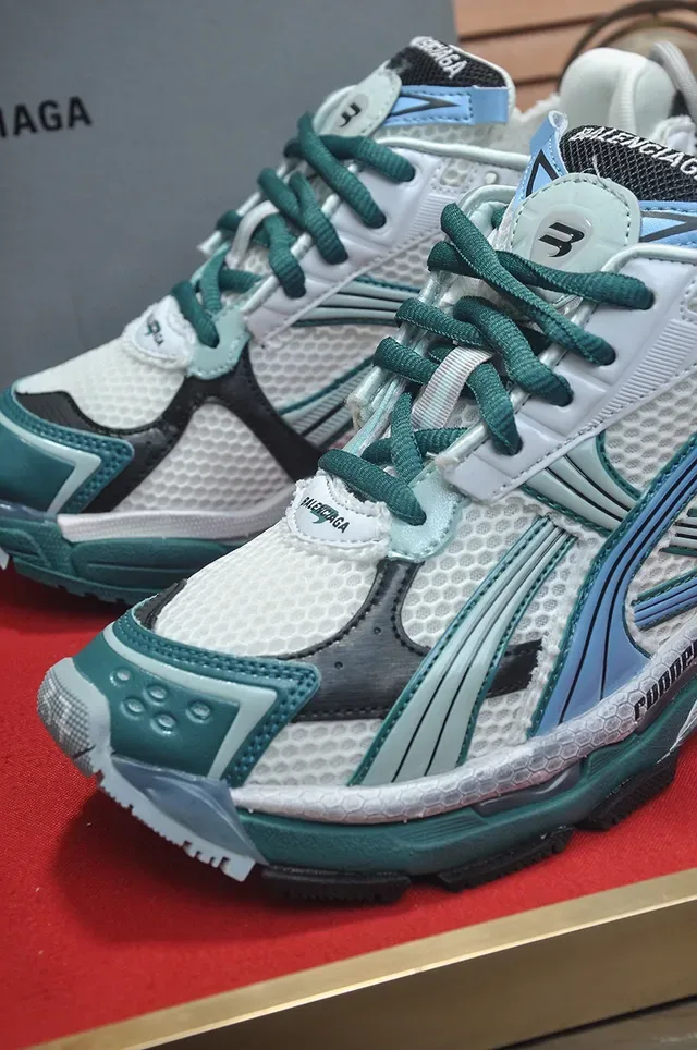 Balenciaga Track Trainer White Teal Blue Chunky Sneakers 8